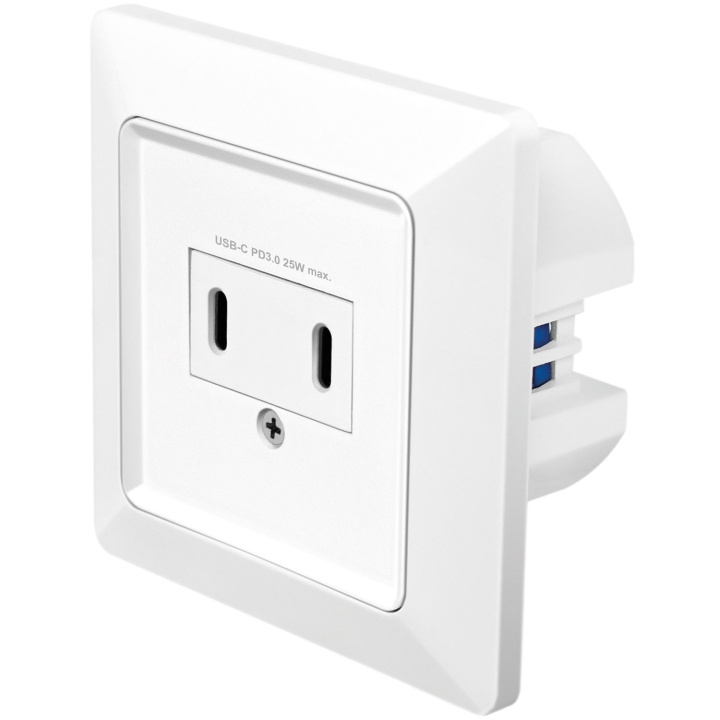 LogiLink Vägguttag med 2xUSB-C PD 25W i gruppen HJEM, HUS OG HAGE / El og belysning / Elinstallasjon / Stikkontakter hos TP E-commerce Nordic AB (D19701)