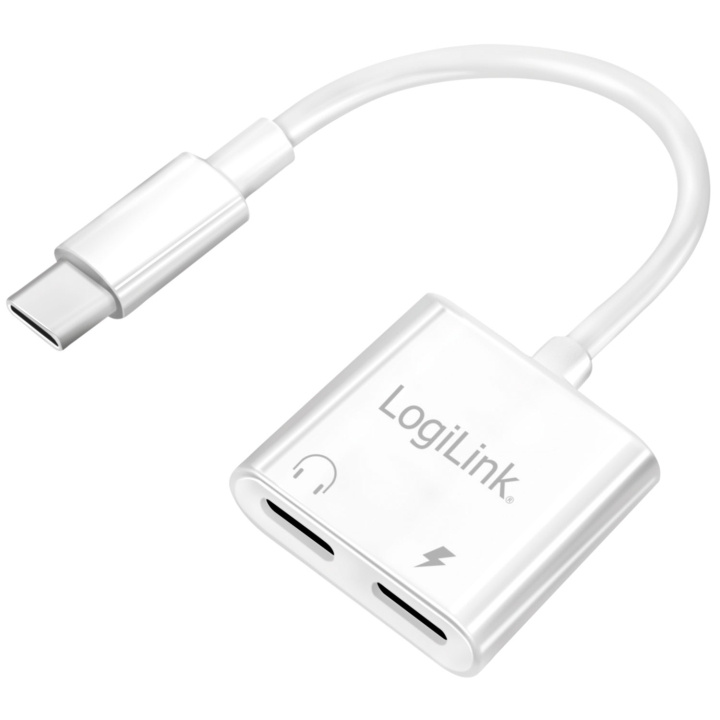 LogiLink USB-C-adapter med 1 x ljudport, 1 x USB-C PD 60W Vit i gruppen Datautstyr / Kabler og adaptere / USB / USB-C hos TP E-commerce Nordic AB (D19712)