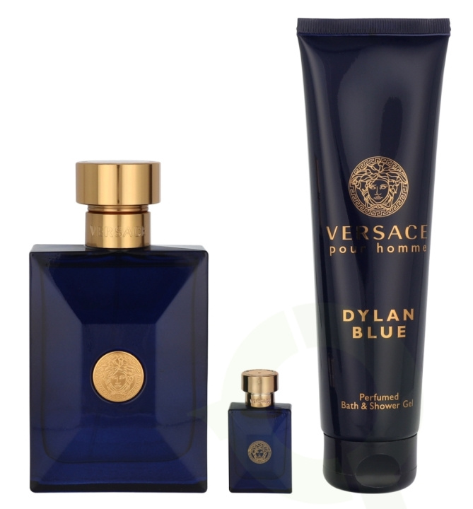 Versace Dylan Blue Giftset 255 ml Edt Spray 100ml/Bath & Shower Gel 150ml/Edt 5ml i gruppen HELSE OG SKJØNNHET / Gavesett hos TP E-commerce Nordic AB (D19895)