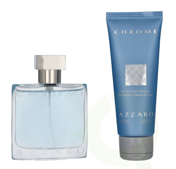 Azzaro Chrome Giftset 125 ml Edt Spray 50ml/Hair & Body Shampoo 75ml i gruppen HELSE OG SKJØNNHET / Gavesett / Gavesett for ham hos TP E-commerce Nordic AB (D20125)