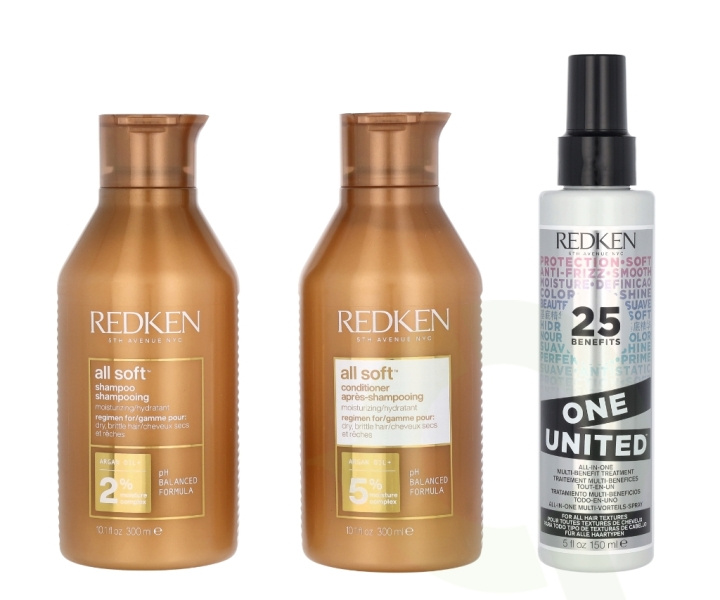 Redken All Soft Trio Set 750 ml 300ml/300ml/150ml i gruppen HELSE OG SKJØNNHET / Hår & styling / Hårpleie / Hårmaske hos TP E-commerce Nordic AB (D20207)