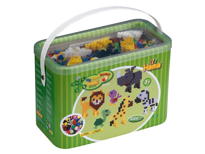 HAMA Beads Hama - Maxi Beads - 3.000 perler og perleplater i bøtte (8804) i gruppen SPORT, FRITID & HOBBY / Hobby / Perler hos TP E-commerce Nordic AB (D20356)