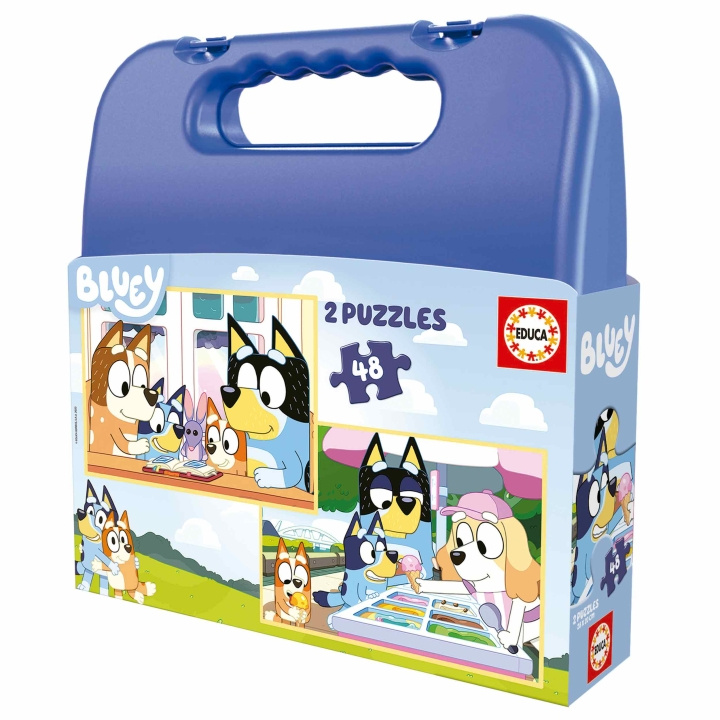 Educa Oppbevaringskoffert med puslespill 2x48 - Bluey (80-19831) i gruppen LEKER, BARN OG BABY / Leker / Barnas puslespill hos TP E-commerce Nordic AB (D20379)