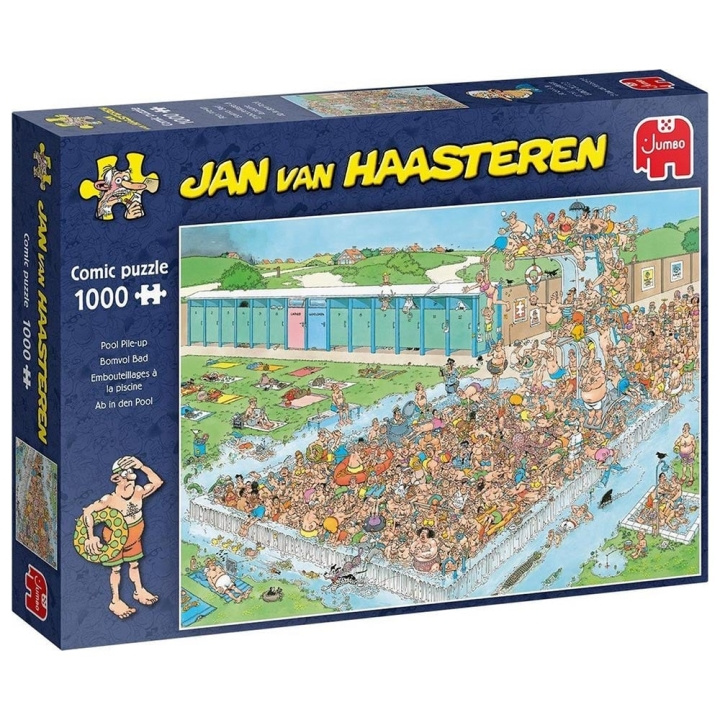 Jan van Haasteren Pool Pile-Up (1000 brikker) (JUM0039) i gruppen SPORT, FRITID & HOBBY / Hobby / Puslespill hos TP E-commerce Nordic AB (D20394)