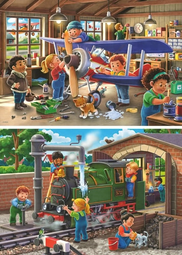 Ravensburger Reparasjoner av fly og tog 2x24p - (12004044) i gruppen LEKER, BARN OG BABY / Leker / Barnas puslespill hos TP E-commerce Nordic AB (D20405)