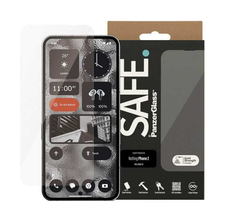 PanzerGlass SAFE by PanzerGlass - Skjermbeskytter - Nothing Phone 2 - Ultra-Wide Fit i gruppen SMARTTELEFON & NETTBRETT / Mobilbeskyttelse / Apple / iPhone 7 / Skjermbeskyttelse hos TP E-commerce Nordic AB (D20476)