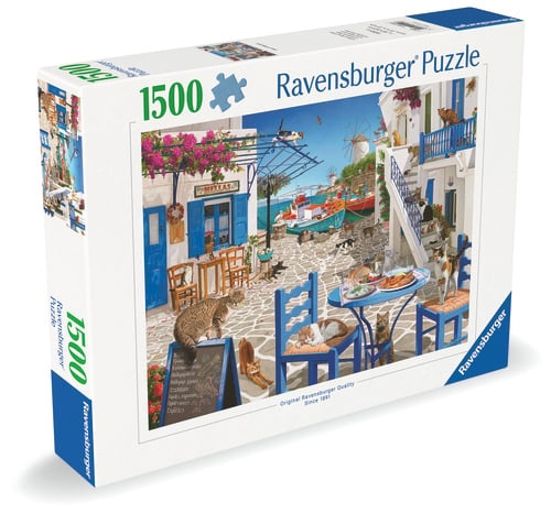 Ravensburger Katter fra Mykonos - 1500p (12001450) i gruppen SPORT, FRITID & HOBBY / Hobby / Puslespill hos TP E-commerce Nordic AB (D20565)