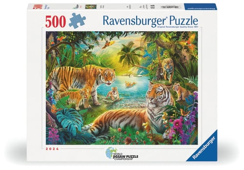 Ravensburger Tigerfamilien i oasen - 500 p (12001384) i gruppen LEKER, BARN OG BABY / Leker / Barnas puslespill hos TP E-commerce Nordic AB (D20595)