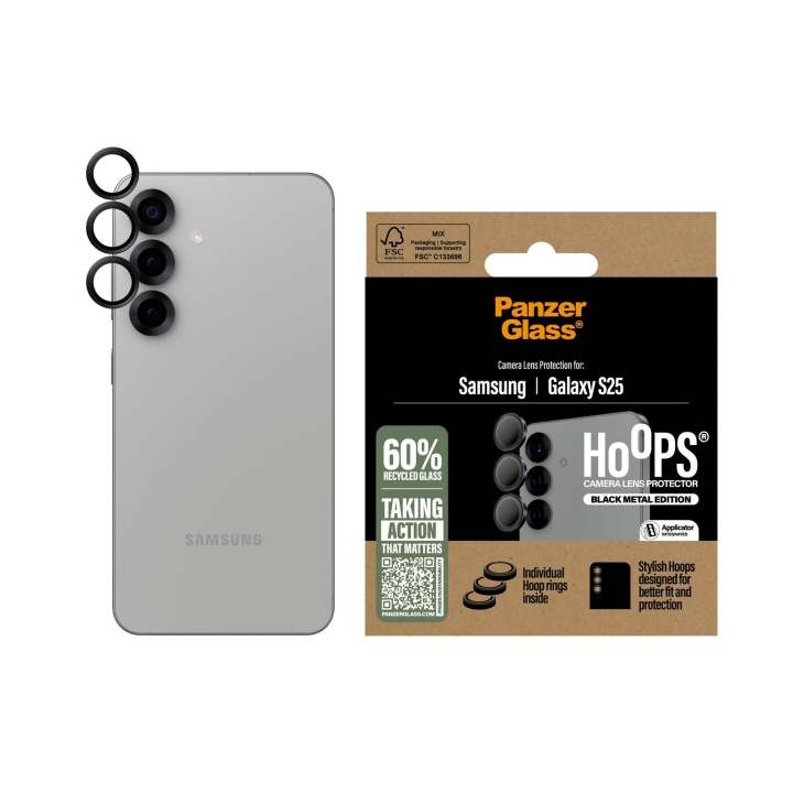 Panzer Glass - Hoops linsebeskytter Galaxy S25, svart i gruppen SMARTTELEFON & NETTBRETT / Mobilbeskyttelse / Samsung hos TP E-commerce Nordic AB (D20644)