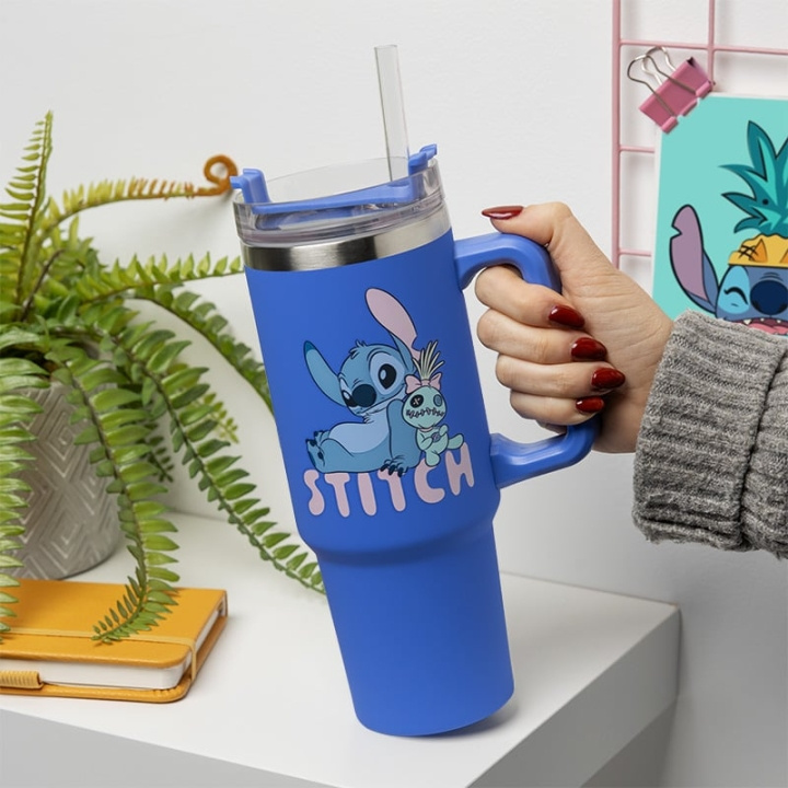 Paladone Stitch blå 900 ml flerveis reisekopp med sugerør i gruppen SPORT, FRITID & HOBBY / Morsomme produkter / Kopper hos TP E-commerce Nordic AB (D20737)