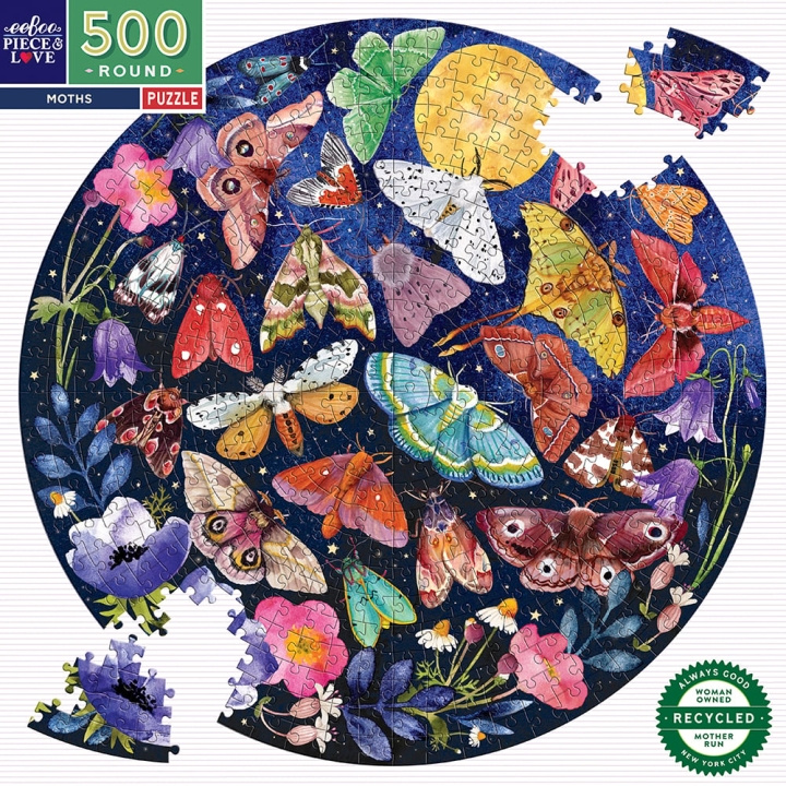 eeBoo Rundt puslespill 500 brikker - Moths - (EPZFMOT i gruppen SPORT, FRITID & HOBBY / Hobby / Puslespill hos TP E-commerce Nordic AB (D20839)