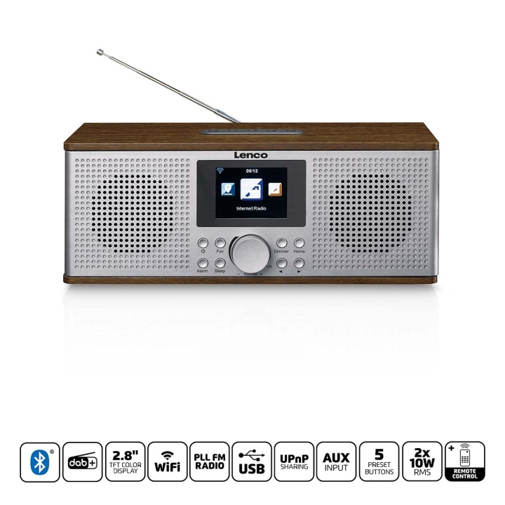 Lenco Smart Internett-radio, med DAB+ / FM og Bluetooth® Wood i gruppen Elektronikk / Lyd & Bilde / Hjemmekino, HiFi og bærbar / Radio & Vekkerklokker / Radio hos TP E-commerce Nordic AB (D20926)