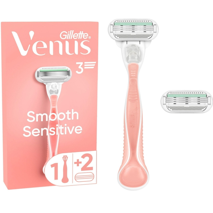 Gillette Rakhyvel Smooth Sensitive Pink + 2st rakblad i gruppen HELSE OG SKJØNNHET / Hår & styling / Barbering og trimming / Barberhøvler og tilbehør hos TP E-commerce Nordic AB (D21000)