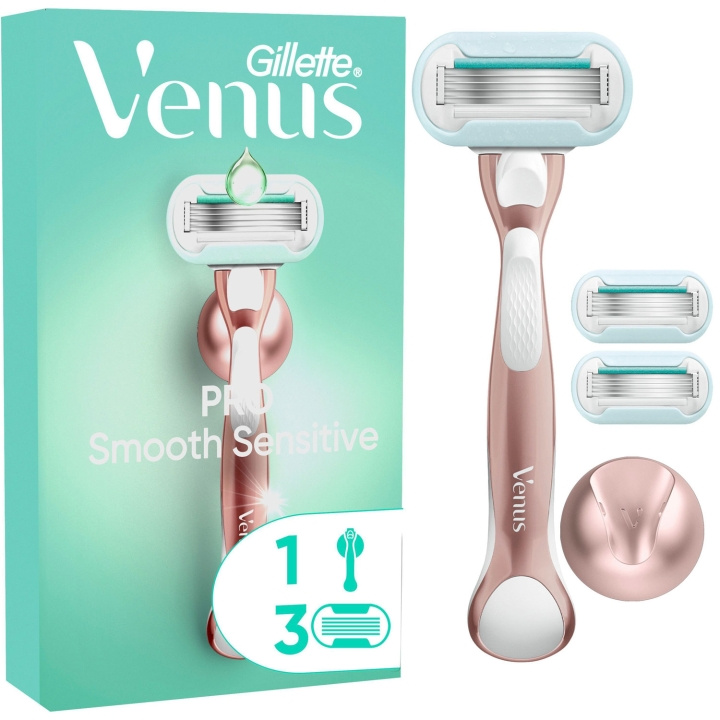 Gillette Rakhyvel Pro Smooth Sensitive + 3st rakblad i gruppen HELSE OG SKJØNNHET / Hår & styling / Barbering og trimming / Barberhøvler og tilbehør hos TP E-commerce Nordic AB (D21006)