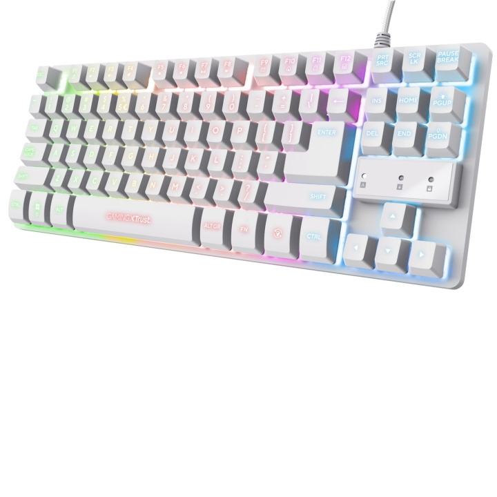 Trust GXT 833W Thado Gamingtangentbord TKL RGB Nordisk layout Vit i gruppen Datautstyr / GAMING / Tastatur hos TP E-commerce Nordic AB (D21060)