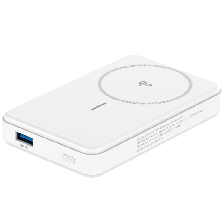 Celly PowerBank 10.000 mAh 15W Qi2 Vit i gruppen SMARTTELEFON & NETTBRETT / Ladere og Kabler / Powerbanks hos TP E-commerce Nordic AB (D21072)