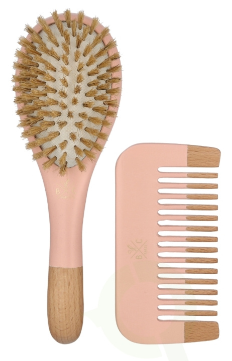Bachca Paris Baby Pink Brush Set 2 piece Small Brush/Wood Comb i gruppen HELSE OG SKJØNNHET / Hår & styling / Hårbørster hos TP E-commerce Nordic AB (D21153)