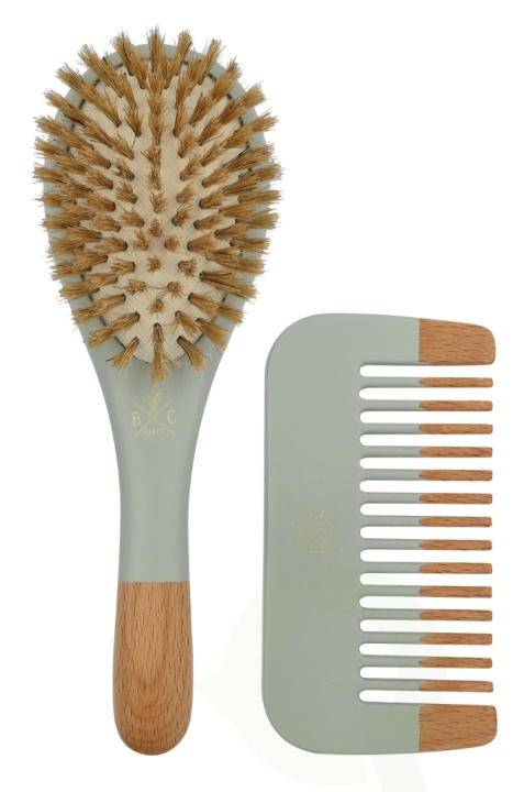Bachca Paris Baby Blue Brush Set 2 piece Small Brush/Wood Comb i gruppen HELSE OG SKJØNNHET / Hår & styling / Hårbørster hos TP E-commerce Nordic AB (D21193)