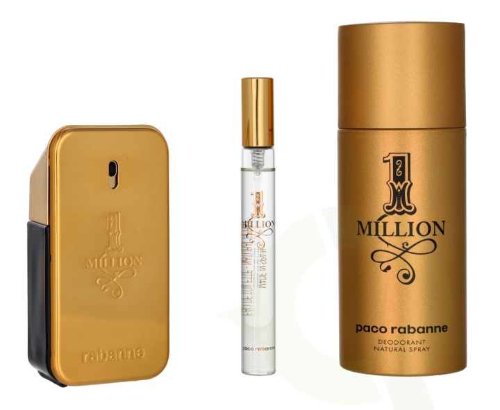 Paco Rabanne 1 Million Giftset 210 ml Edt Spray 50 ml/Deo Spray 150 ml/Edt Travel Spray 10 ml i gruppen HELSE OG SKJØNNHET / Duft og parfyme / Parfyme / Parfyme for han hos TP E-commerce Nordic AB (D21275)