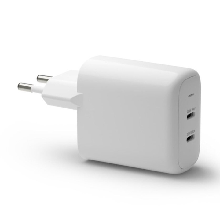 dbramante1928 Re-charge - Vegglader GaN - 2x USB-C 25W EU - Hvit i gruppen SMARTTELEFON & NETTBRETT / Ladere og Kabler / Vegglader / Vegglader Type C hos TP E-commerce Nordic AB (D21447)