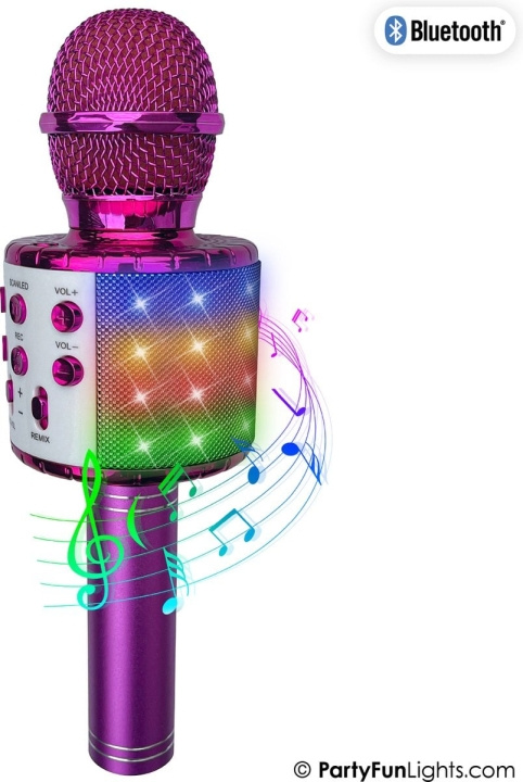 Party Fun Lights Karaoke microphone with speaker - Pink (605601) i gruppen Elektronikk / Lyd & Bilde / Høyttalere & tilbehør / Bluetooth-høyttalere hos TP E-commerce Nordic AB (D21510)