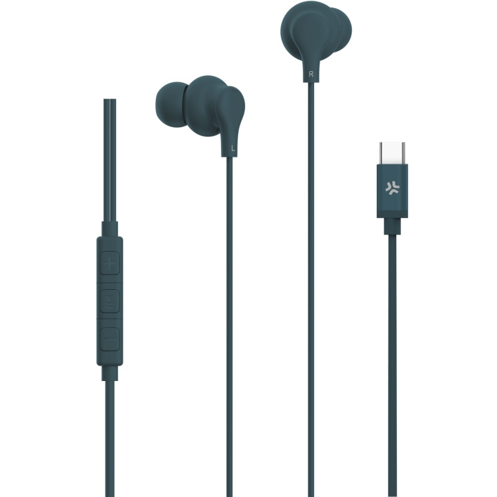 Celly Hörlurar In-Ear Kabel USB-C UP1600 Blågrön i gruppen Elektronikk / Lyd & Bilde / Hodetelefoner & Tilbehør / Hodetelefoner hos TP E-commerce Nordic AB (D21654)
