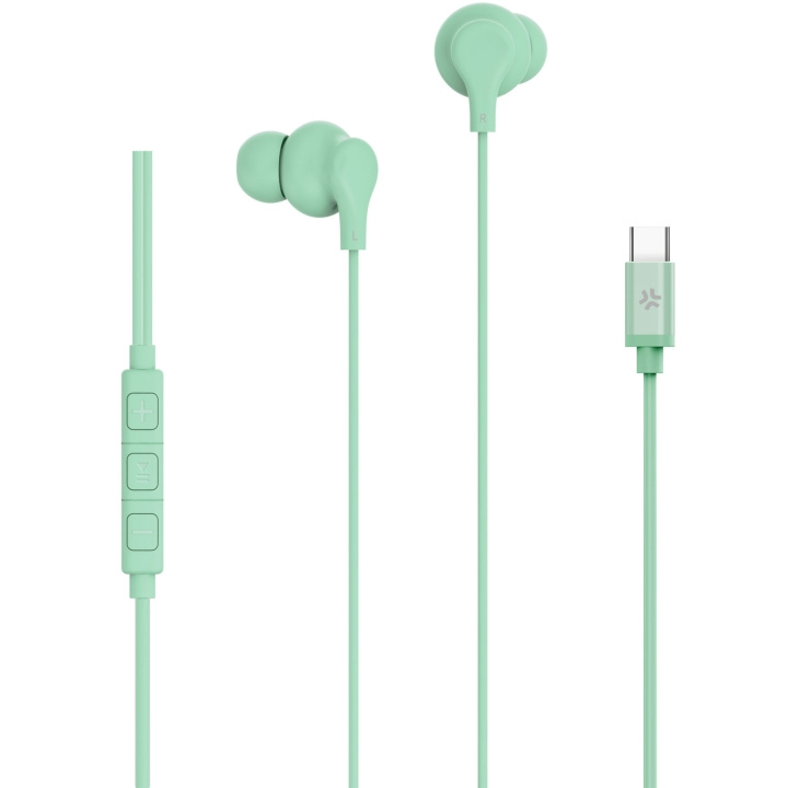 Celly Hörlurar In-Ear Kabel USB-C UP1600 Ljusgrön i gruppen Elektronikk / Lyd & Bilde / Hodetelefoner & Tilbehør / Hodetelefoner hos TP E-commerce Nordic AB (D21655)