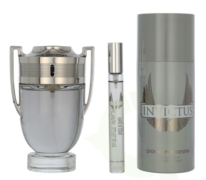 Paco Rabanne Invictus Giftset 260 ml Edt Spray 100 ml/Deodorant Spray 150 ml/Edt Travel Spray 10 ml i gruppen HELSE OG SKJØNNHET / Gavesett / Gavesett for henne hos TP E-commerce Nordic AB (D21761)
