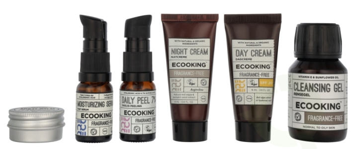 Ecooking Skincare Starter Kit 115 ml Cleansing Gel 50ml/Daily peel 10ml/Day Cream 15ml/Night Cream 15ml/Moisturizing Serum 10ml/Multi Bal i gruppen HELSE OG SKJØNNHET / Hudpleie / Ansikt / Rengjøring hos TP E-commerce Nordic AB (D21800)