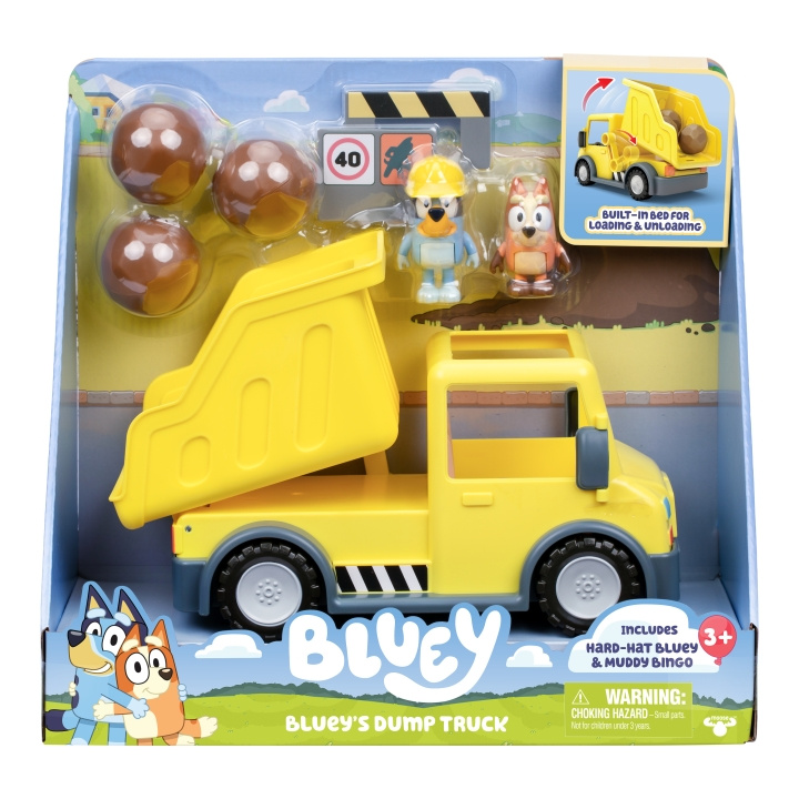 Bluey Bluey\'s Dump Truck med eksklusive Hard-Hat Bluey og Muddy Bingo Figures - (90317) i gruppen LEKER, BARN OG BABY / Leker / Figurer, miniatyrer og tilbehør hos TP E-commerce Nordic AB (D21855)