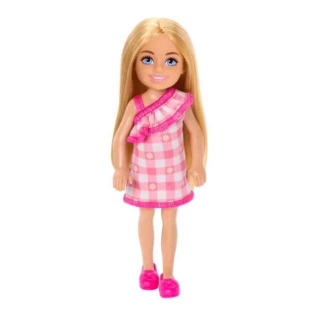 Barbie Chelsea Doll, liten dukke - rutete kjole med blondt hår og blå øyne (HXM95) i gruppen LEKER, BARN OG BABY / Leker / Dukker & tilbehør hos TP E-commerce Nordic AB (D21952)