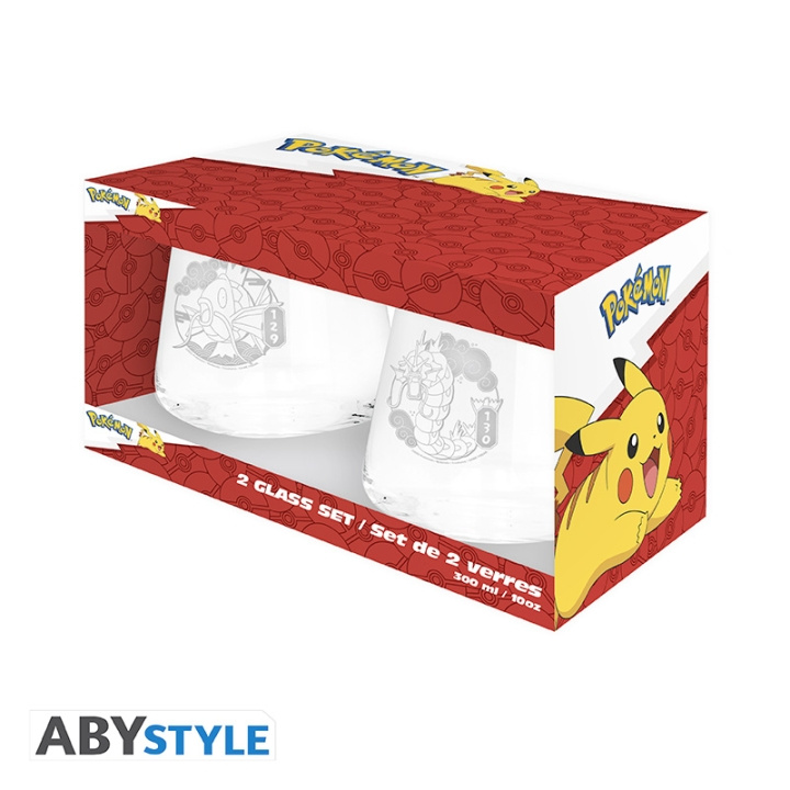 Abysse Pokémon 2 Glass-sett - Magikarp & Gyarados Europa - 30cl i gruppen SPORT, FRITID & HOBBY / Morsomme produkter / Samlerobjekter hos TP E-commerce Nordic AB (D21999)