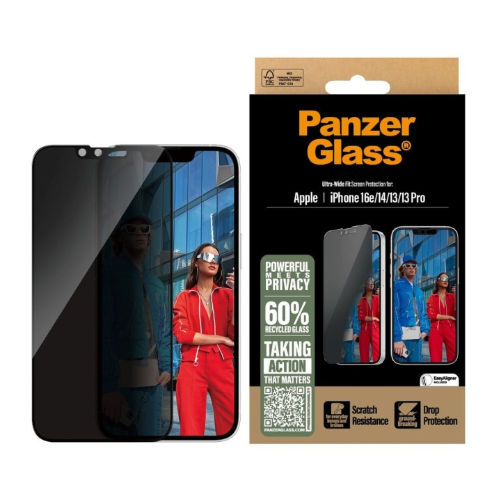 PanzerGlass Skjermbeskyttelse for personvern - iPhone 16e - 14 - 13 - 13 Pro - Ultra-Wide Fit i gruppen SMARTTELEFON & NETTBRETT / Mobilbeskyttelse / Apple / iPhone 16 hos TP E-commerce Nordic AB (D22233)