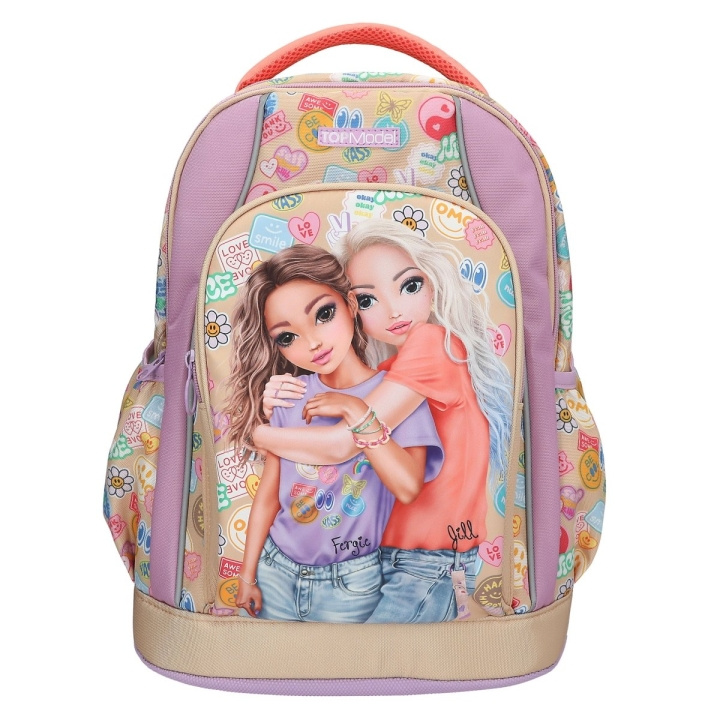 TOPModel Skolesekk GIRL POWER - Beige, syrin og korall (413285) i gruppen LEKER, BARN OG BABY / Reise / Barnevesker / Ryggsekker hos TP E-commerce Nordic AB (D22336)
