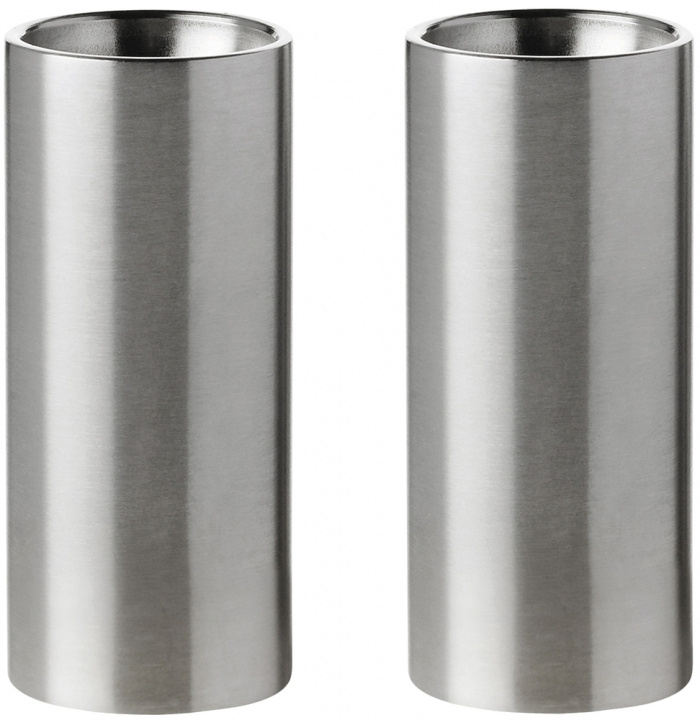 Stelton Arne Jacobsen Cylinda Salt- og peppersett (stål) i gruppen HJEM, HUS OG HAGE / Kjøkkenutstyr / Saltkverner og pepperkverner hos TP E-commerce Nordic AB (D22524)
