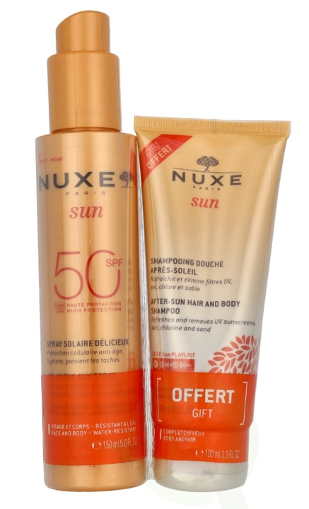 Nuxe Sun Delicious Set 250 ml Sun Spray High Protection SPF50 Face & Body 150 ml/After-Sun Hair & Body Shampoo 100 ml i gruppen HELSE OG SKJØNNHET / Hudpleie / Soling / Solkrem hos TP E-commerce Nordic AB (D23410)