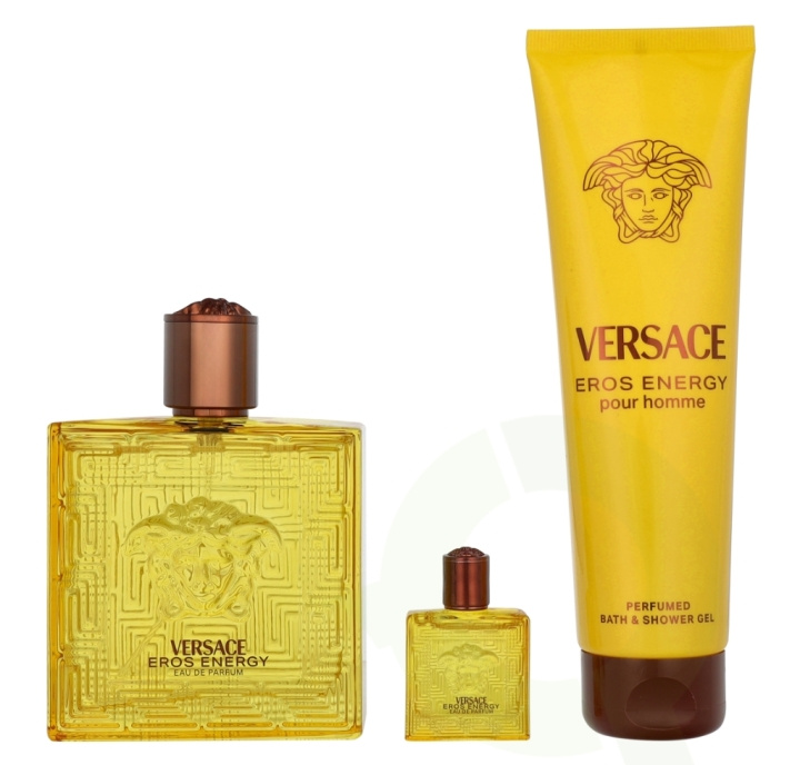 Versace Eros Energy Giftset 250 ml Edp Spray 100ml/Bath & Shower Gel 150ml/Mini i gruppen HELSE OG SKJØNNHET / Duft og parfyme / Parfyme / Parfyme for han hos TP E-commerce Nordic AB (D23435)