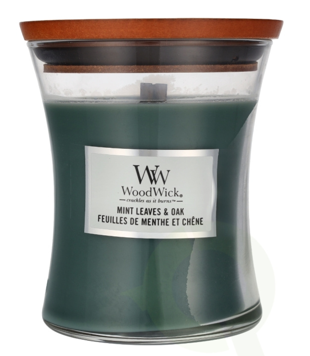 WoodWick Mint Leaves & Oak Medium Hourglass Candle 0 i gruppen HELSE OG SKJØNNHET / Duft og parfyme / Andre dufter / Duftlys hos TP E-commerce Nordic AB (D24072)