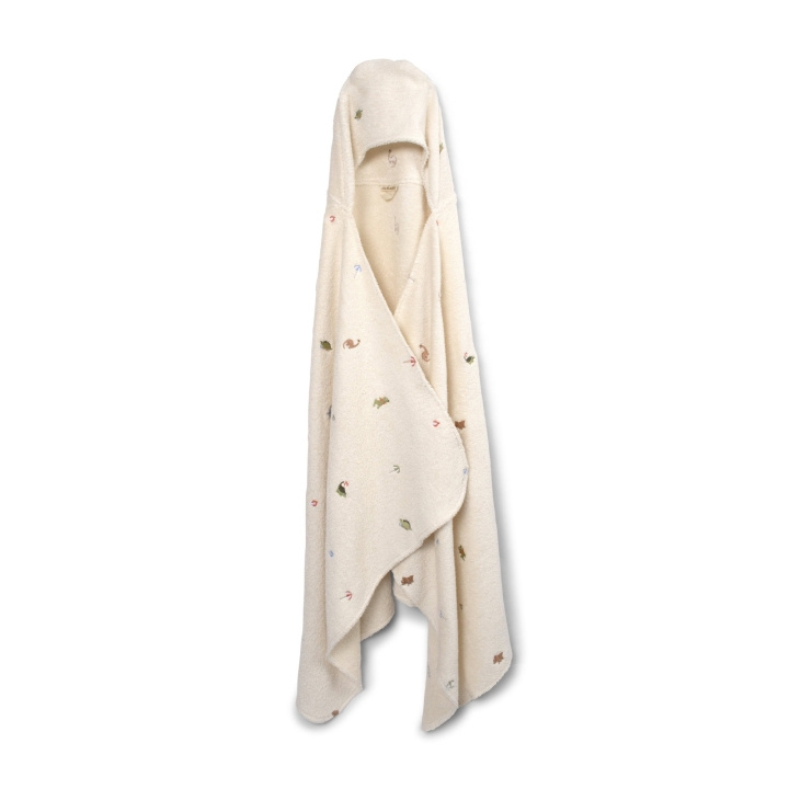 Filibabba Brodert håndkle med hette - Dino Beach - Hvit - 12-60 m (FI-03577) i gruppen LEKER, BARN OG BABY / Barnetekstiler hos TP E-commerce Nordic AB (D24297)