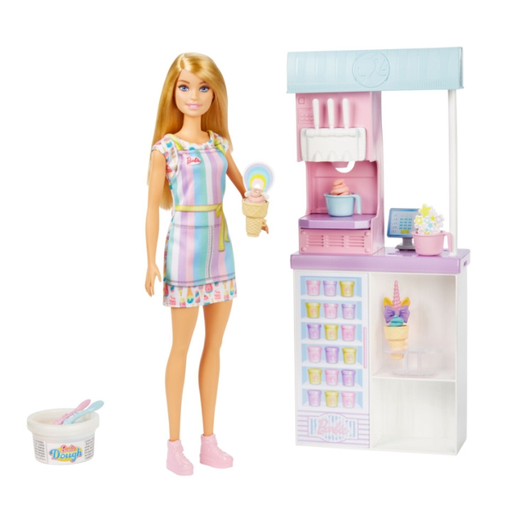 Barbie Lekesett med iskrembutikkinnehaver (HCN46) i gruppen LEKER, BARN OG BABY / Leker / Lekesett hos TP E-commerce Nordic AB (D24495)
