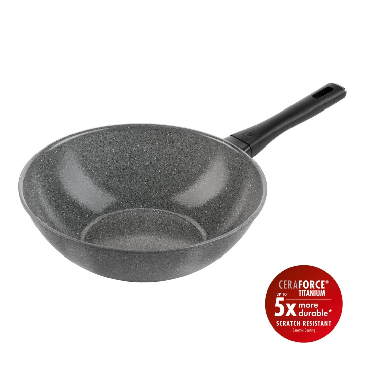 Zwilling Terreno Plus keramisk wok - Grå - 28 cm i gruppen HJEM, HUS OG HAGE / Kjøkkenutstyr / Stekepanner hos TP E-commerce Nordic AB (D24622)