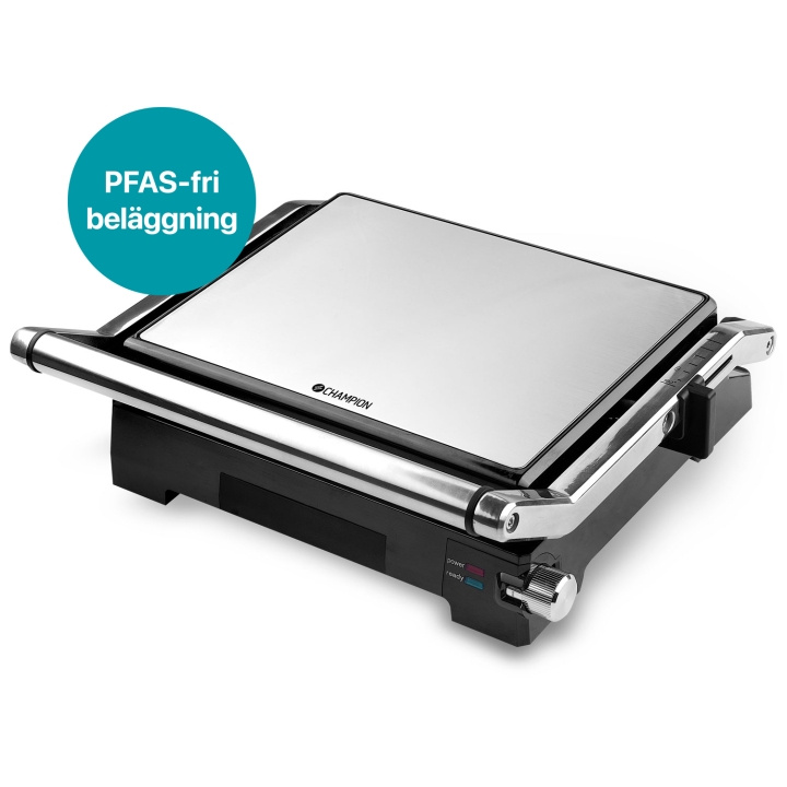 Champion Paninigrill Pro Health 2in1 med Bordsgrill 2000W PG600 Rostfri i gruppen HJEM, HUS OG HAGE / Husholdningsapparater / Brødristere og toastjern / Bordgriller & Raclette hos TP E-commerce Nordic AB (D24735)