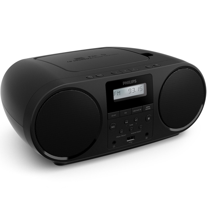Philips Boombox CD/FM-radio/Bluetooth TAZ5000/10 Svart i gruppen Elektronikk / Lyd & Bilde / Hjemmekino, HiFi og bærbar / Bærbar musikkspiller / CD-Spillere hos TP E-commerce Nordic AB (D24744)