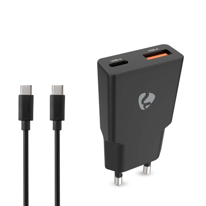 Nedis vegg lader | 30 W | GaN | PD3.0 30W | Hurtigladefunksjon | 1.5 / 2.0 / 2.5 / 3.0 A | Antall utganger: 2 | USB-A / USB-C™ | USB Type-C ™ (løs) Kabel | 1.50 m | Automatisk Spenning Utvalg | Sort i gruppen SMARTTELEFON & NETTBRETT / Ladere og Kabler / Vegglader / Vegglader Type C hos TP E-commerce Nordic AB (D24961)