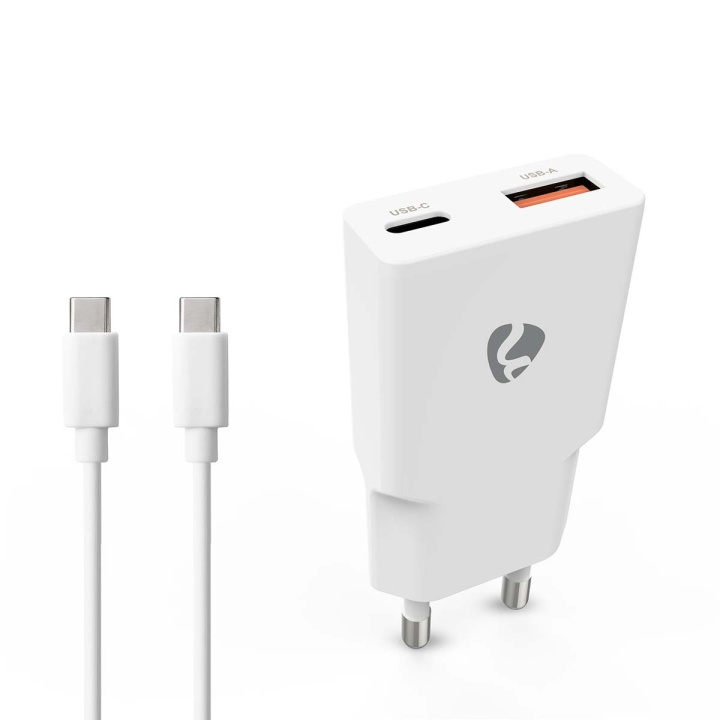 Nedis vegg lader | 30 W | GaN | PD3.0 30W | Hurtigladefunksjon | 1.5 / 2.0 / 2.5 / 3.0 A | Antall utganger: 2 | USB-A / USB-C™ | USB-C ™ (løs) Kabel | 1.50 m | Automatisk Spenning Utvalg | Hvit i gruppen SMARTTELEFON & NETTBRETT / Ladere og Kabler / Vegglader / Vegglader Type C hos TP E-commerce Nordic AB (D24963)