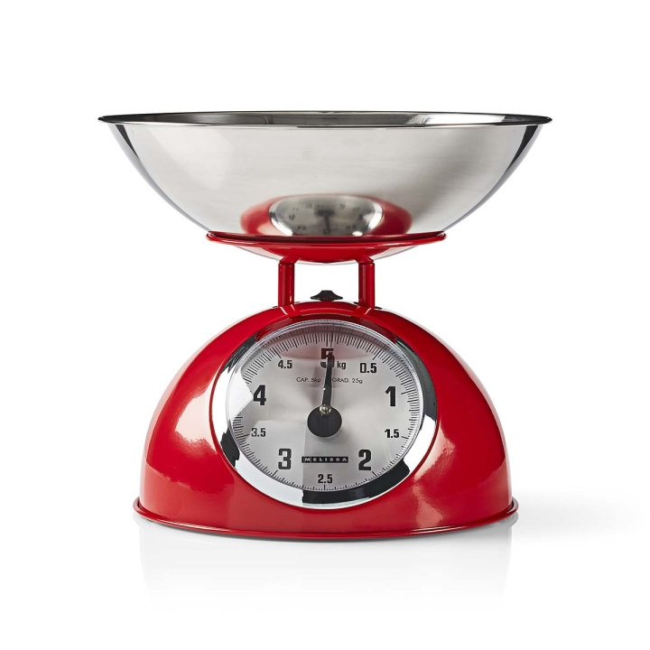 MELISSA Retro kjøkkenvekt | Analog | Metallhus | Avtakbar skål | Maks. 5 kg | 25 grams trinn | Rød i gruppen HJEM, HUS OG HAGE / Kjøkkenutstyr / Kjøkken Scales hos TP E-commerce Nordic AB (D25005)