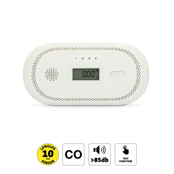 Alecto Karbonmonoksidalarm med 10 års driftstid for sensor og display i gruppen HJEM, HUS OG HAGE / Alarm, Sikkerhet og overvåking / Brann, røyk, gass / Brannvarslere hos TP E-commerce Nordic AB (D25008)