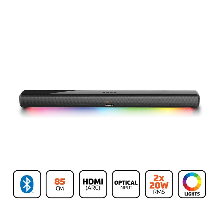 Lenco Lydplanke 85 cm 40 W Bluetooth® HDMI LED-lys i gruppen Elektronikk / Lyd & Bilde / Hjemmekino, HiFi og bærbar / Soundbars hos TP E-commerce Nordic AB (D25010)