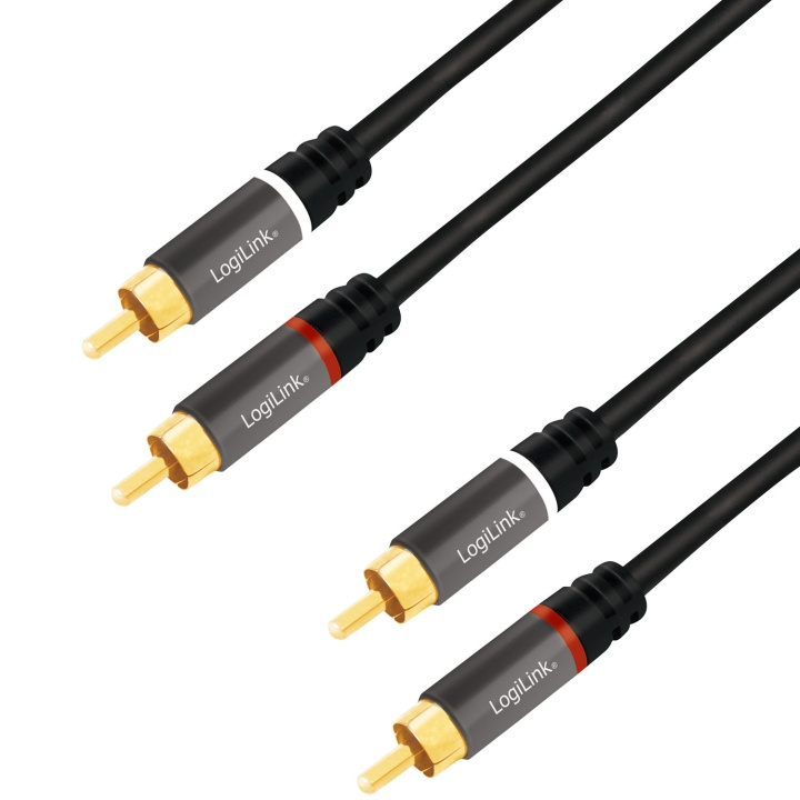 LogiLink Audiokabel 2 x RCA-hane - 2 x RCA-hane 1,5m Metall Svart i gruppen Elektronikk / Kabler og adaptere / RCA / Kabler hos TP E-commerce Nordic AB (D25089)