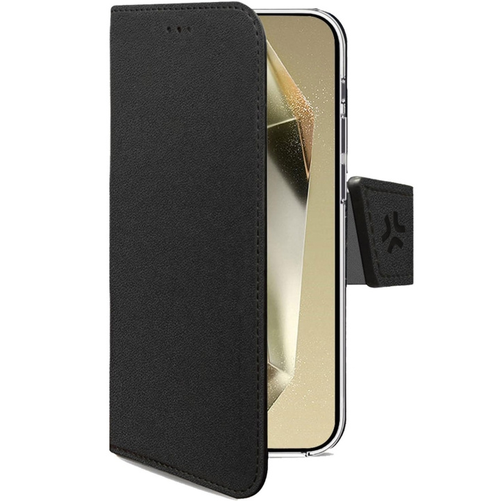 Celly Wally Wallet Case Galaxy Galaxy S25 FE Svart i gruppen SMARTTELEFON & NETTBRETT / Mobilbeskyttelse / Samsung hos TP E-commerce Nordic AB (D25094)